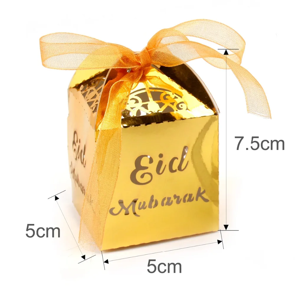 PATIMATE Eid Mubarak коробки для торта золотые серебряные Happy коробка конфет кексов