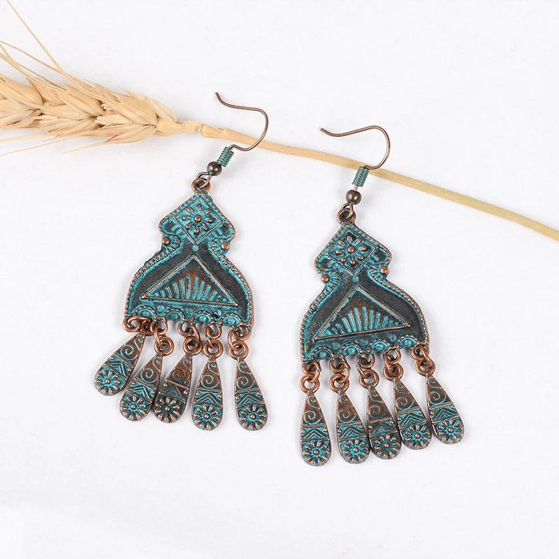 Серьги подвески в стиле бохо женские этнические висячие украшения древней