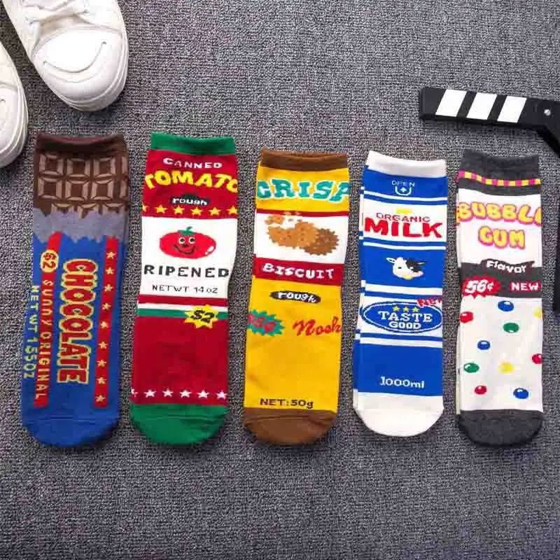 Женские носки забавный мультяшный молочный шоколад печенье пончики еда