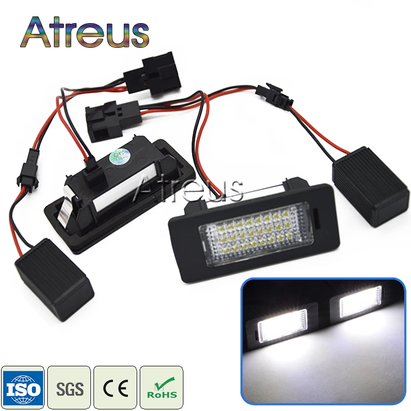 Atreus 2 шт. Автомобильный светодиодный номерной знак 12 В SMD3528 лампа Canbus для Audi A4 B8 Q5 A5