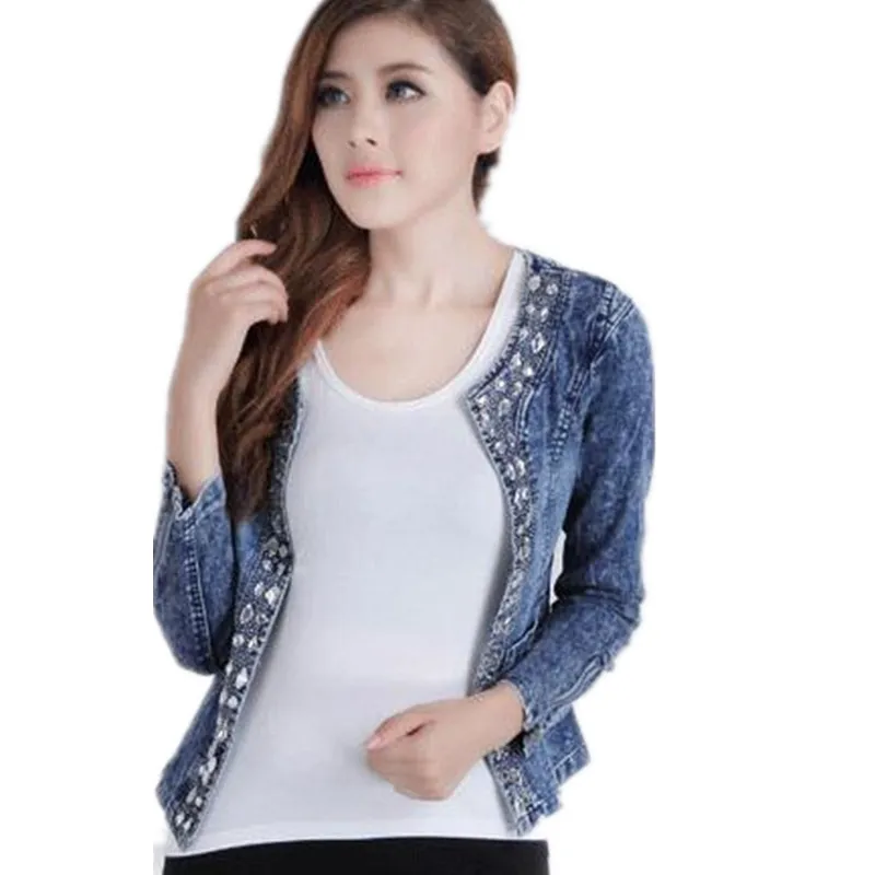 Новинка 2018 винтажное пальто с блестками и бриллиантами джинсовые куртки для