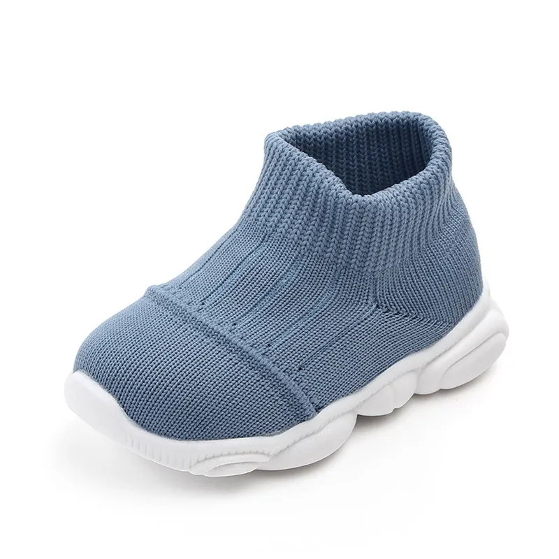 Baby Girls Boys Striped Mesh Sport Run Sneakers Casual Shoes Children's solid color breathable flying woven socks shoes