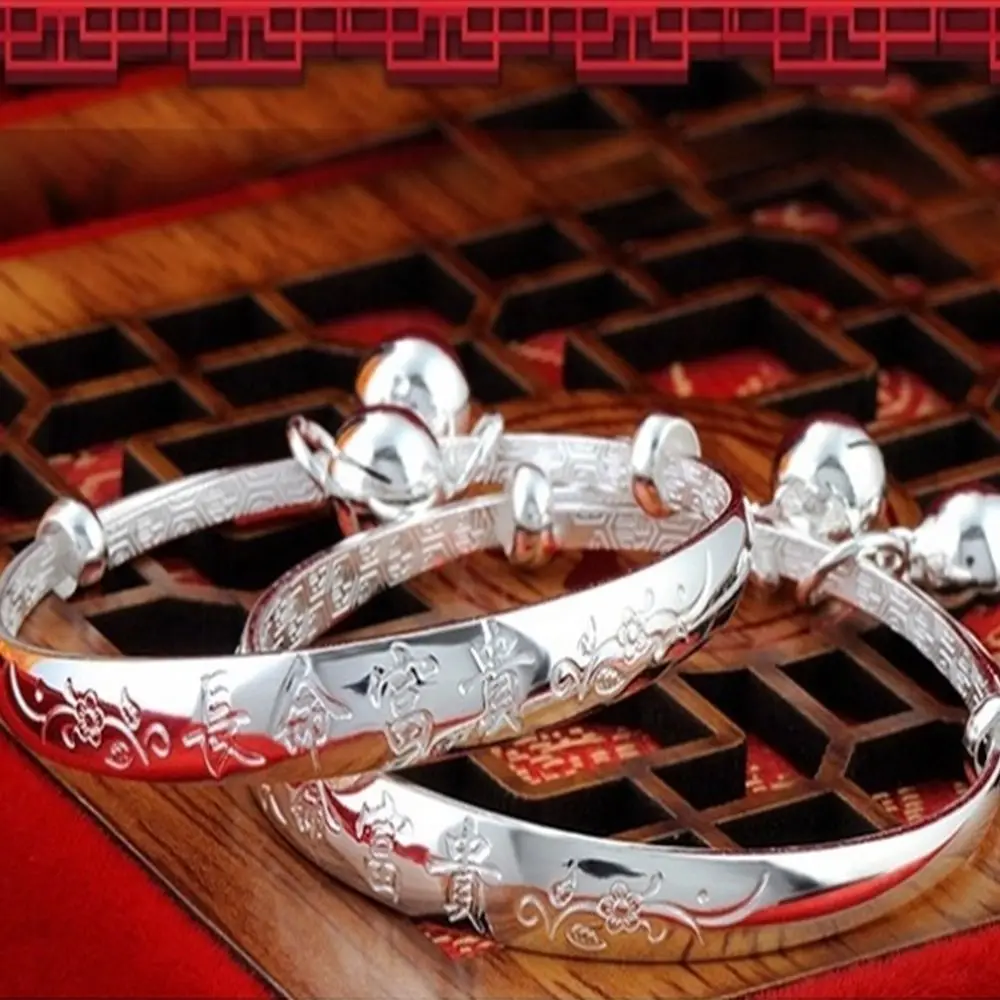 1 шт китайский стиль Тибет серебряный ребенок дети Jingle браслет колокольчик браслет ювелирные изделия регулируемый
