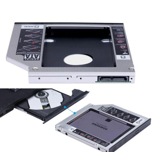 Универсальный 12 7 мм HDD Caddy оптический DVD Bay адаптер алюминиевый 2 5 дюймов SATA SSD