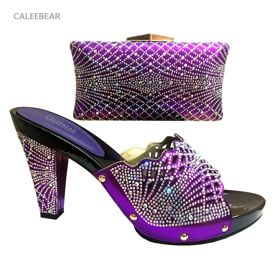 Лучшие продажи Итальянская обувь с Комплект сумочкой в тон фиолетовый цвет