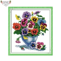 joy sunday six color flower home decoration h340 14ct 11ct stamped and counted flowers needlecraft embroidery cross stitch