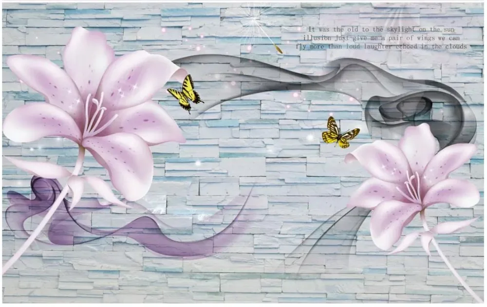 Custom photo wallpaper for walls 3 d murals 3d brick wall flowers tv background papers decorative painting mural | Обустройство дома