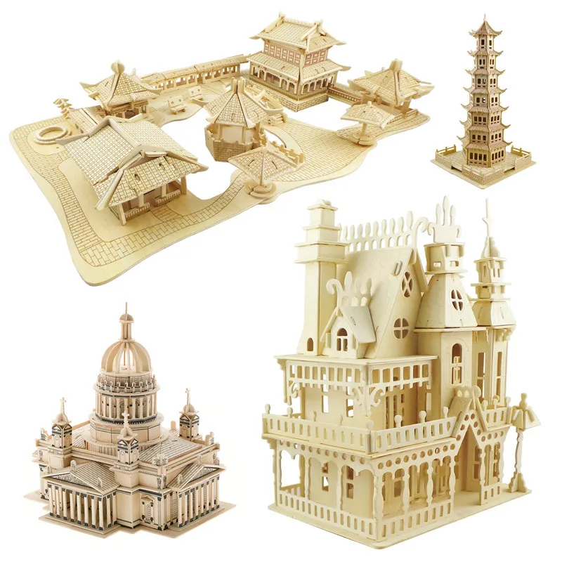 Китайская и зарубежная знаменитая деревянная 3D головоломка модель сделай сам