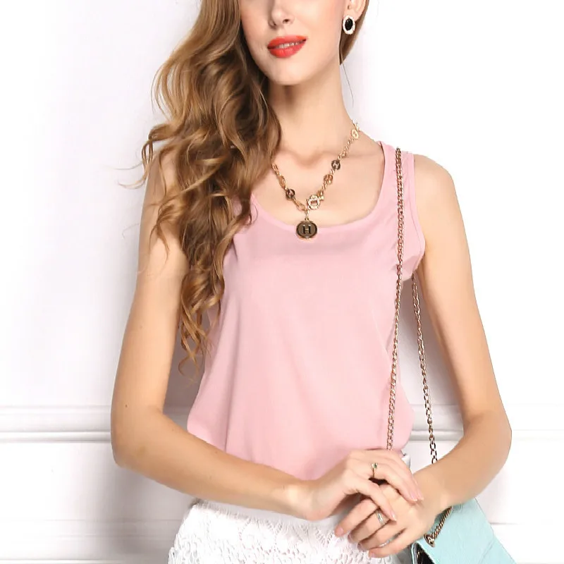 Женский жилет летняя одежда однотонная шифоновая рубашка на бретельках нижняя