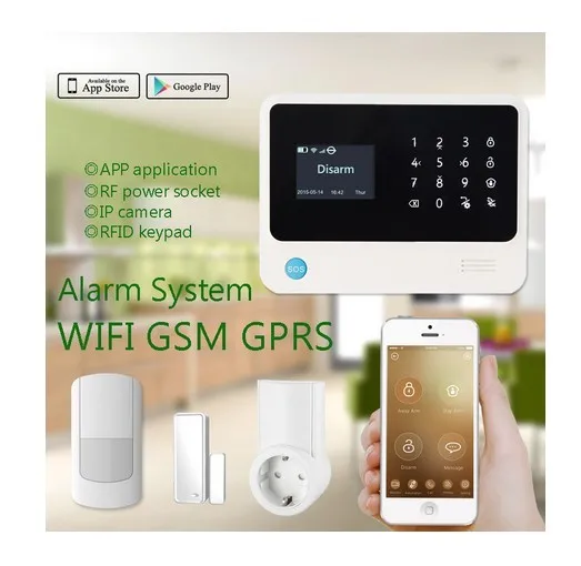 SmartYIBA Home Security Wifi GSM Burglar Alarm System APP Remote Control Spanish Russian Voice Video IP Camera Smart Sokcet