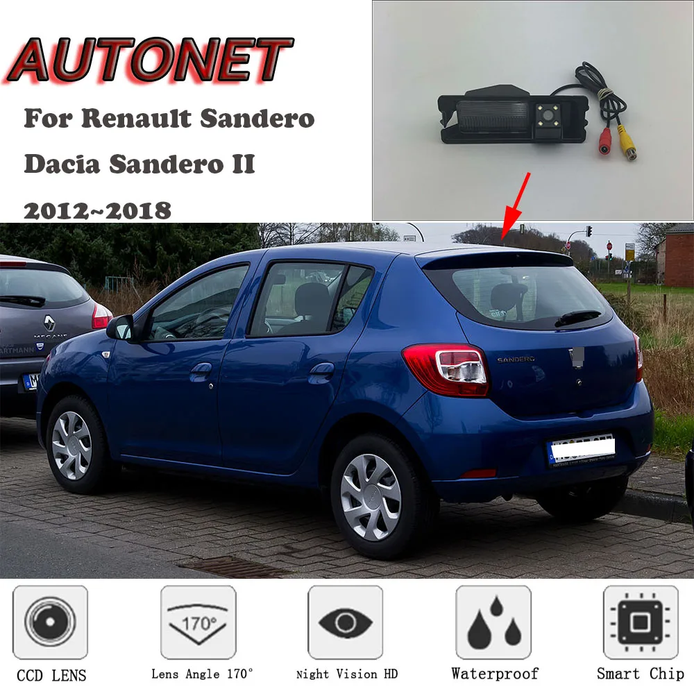 Камера заднего вида AUTONET HD с ночным видением для Renault Sandero / Dacia Logan Steppe 2012 ~ 2018