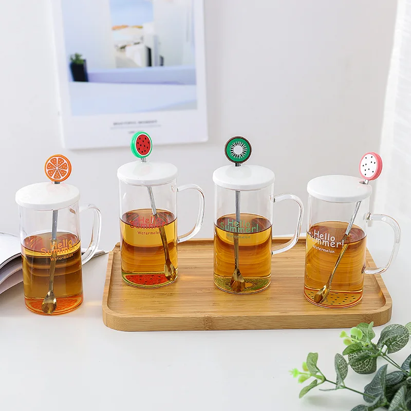 380 мл корейский модный стеклянный фарфоровый чехол ложка из нержавеющей стали