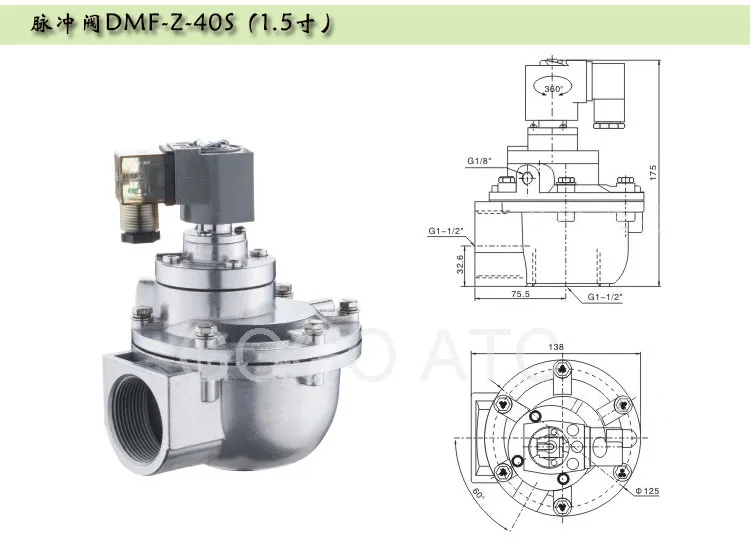 G11/2 &quotправый угол мембранный клапан AC220V/DC24V DMF Z 40S GOYEN Тип Пневматический