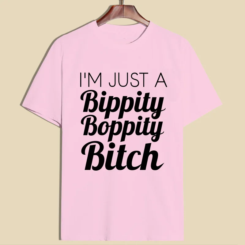 2017 Summer Women Short Sleeve Tee Casual O-Neck T-Shirt I'm Just A Bippity Boppity Print Tops Plus Size | Женская одежда