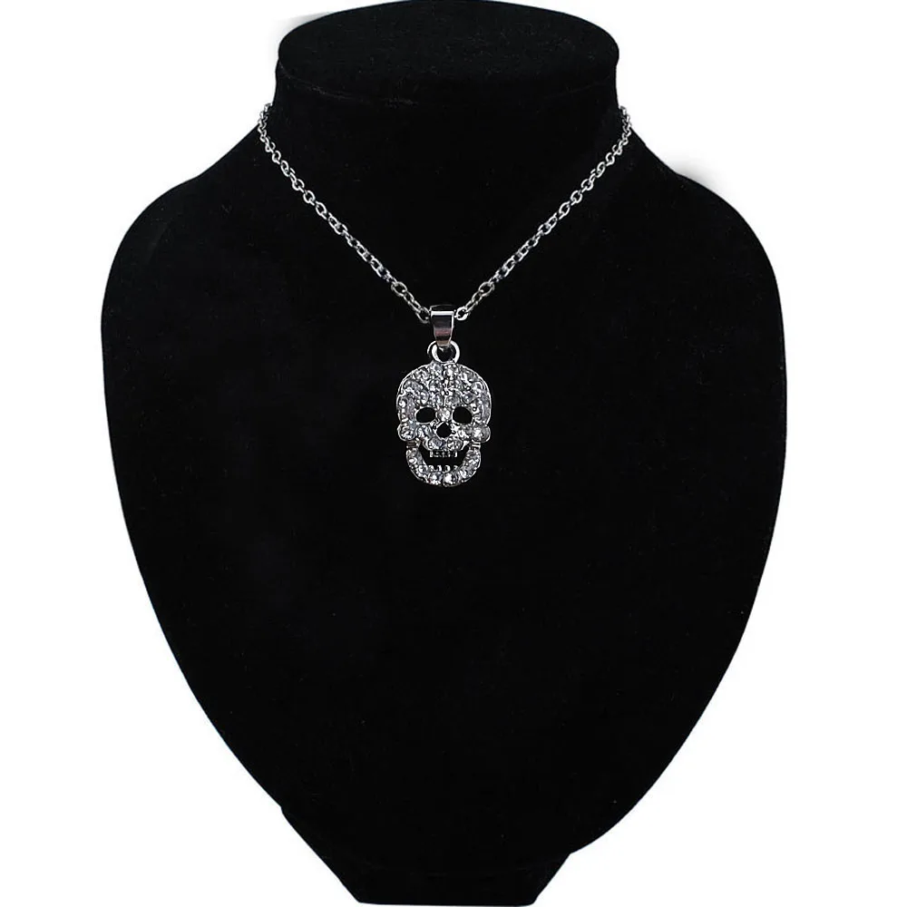 Панк Стиль Мужчины Женщины ожерелье из нержавеющей стали готические Стразы