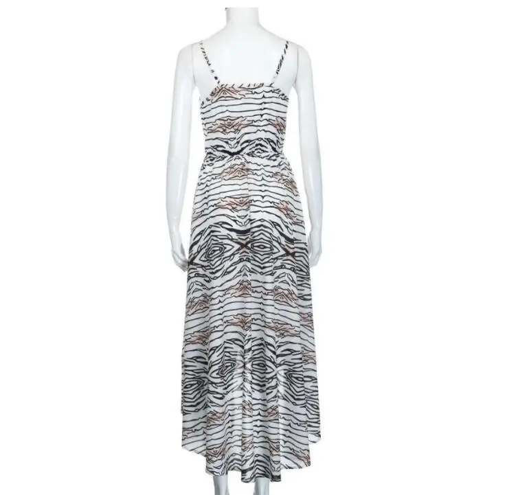 Женское летнее асимметричное леопардовое платье Boho без рукавов Длинные Макси