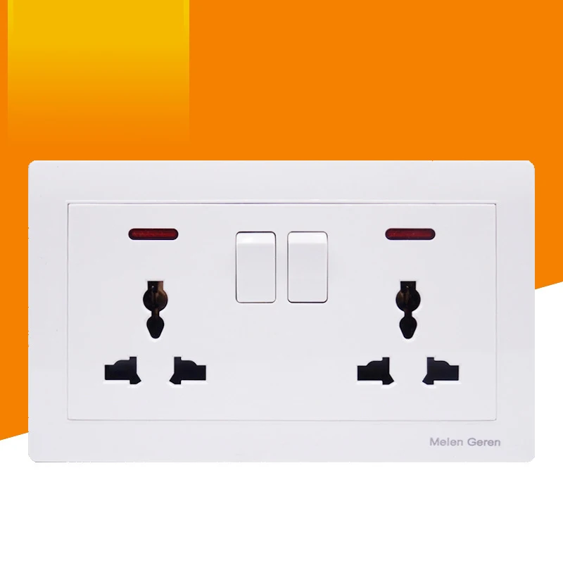 Домашний настенный выключатель розетка панель двойной 3 отверстия кнопочные
