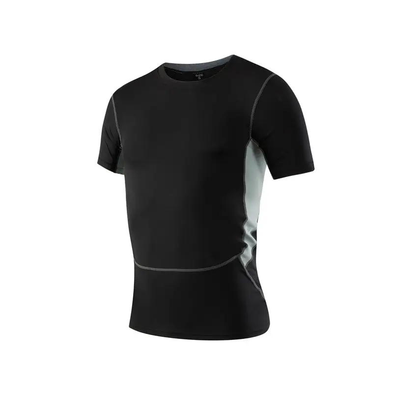 Осень/Весна сжатия Футболка Для мужчин Спорт Фитнес Бег Топы корректирующие