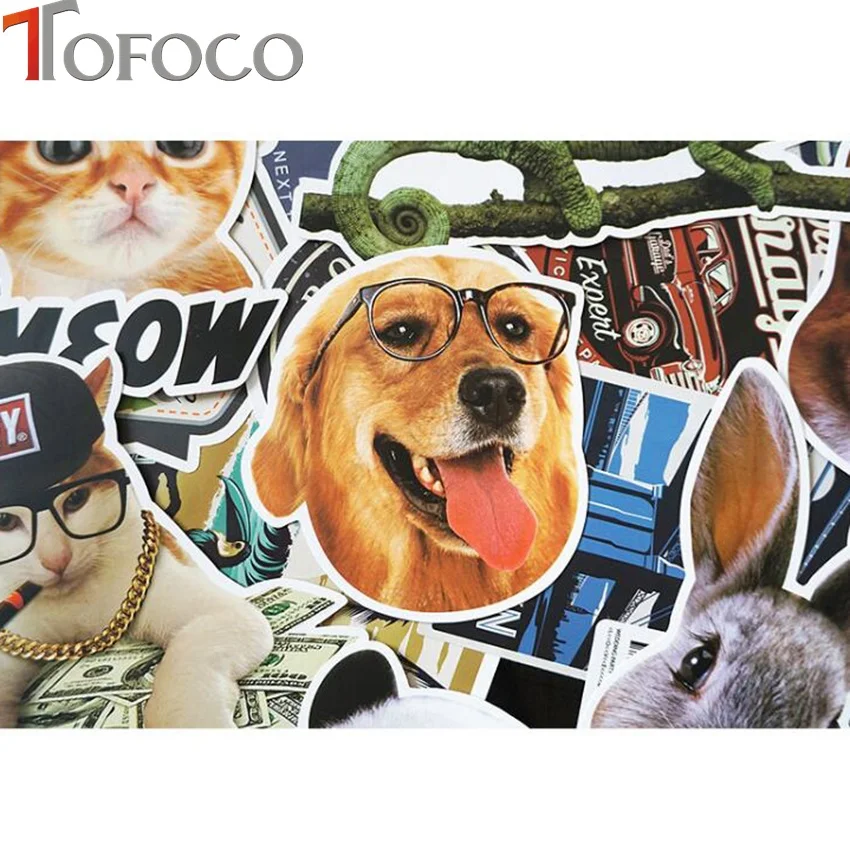 TOFOCO 24 шт. DIY водонепроницаемые наклейки для кошек и животных смешанные забавные