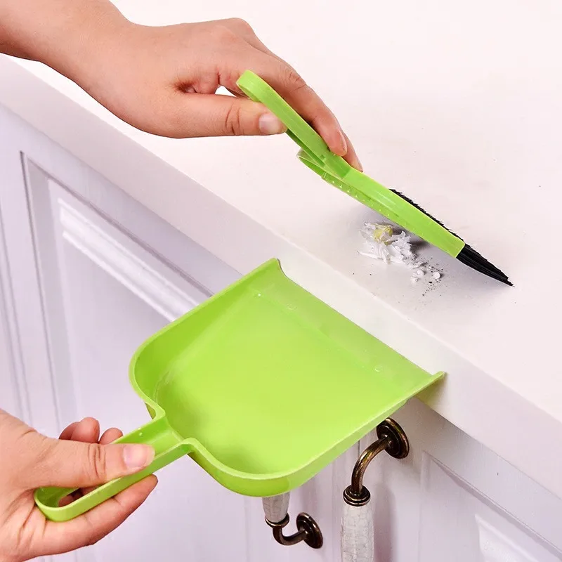 Green BAISPO мини настольный развертки Чистящая Щетка малая Метла Совок набор для офисного стола компьютерная клавиатура портативные чистящие инструменты новые - Цвет: Green