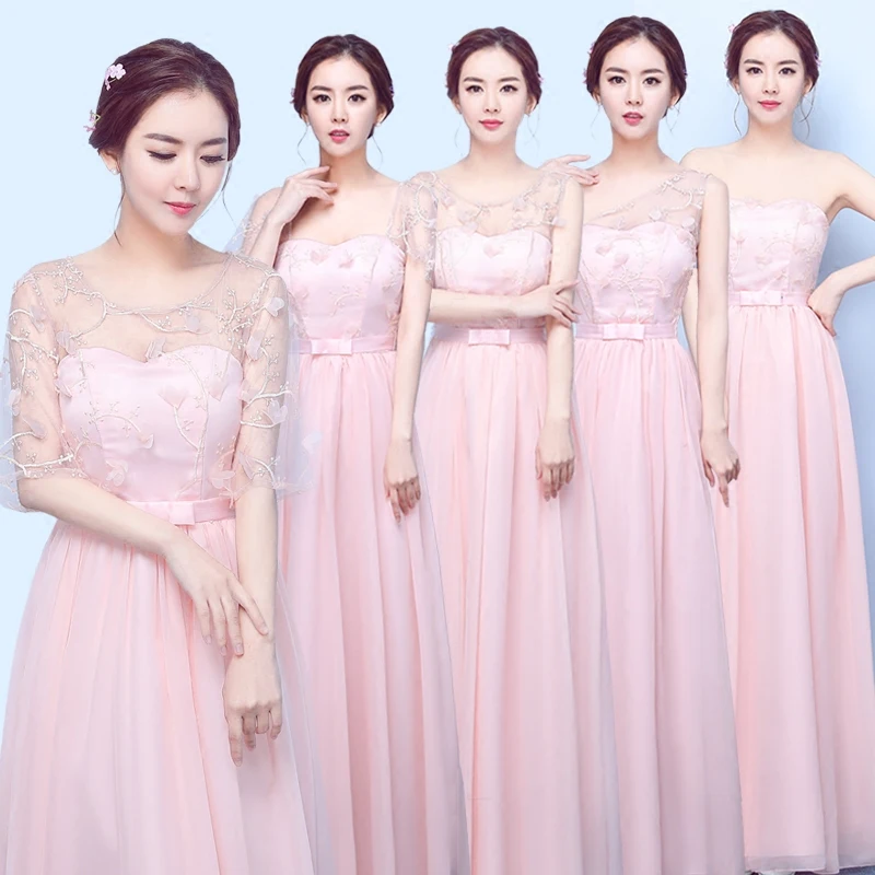 

2017 new Bridesmaid Dresses plus size stock cheap under $50 long chiffon cheap simple romantic sale a line pink blue amdgm
