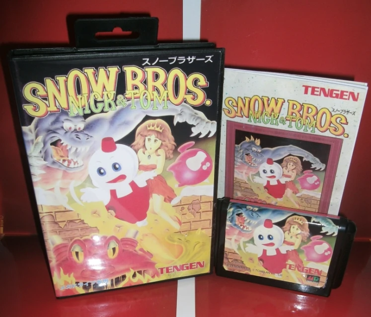 Игровой картридж Snow Bros MD Япония чехол с коробкой и руководством для Sega Megadrive Genesis