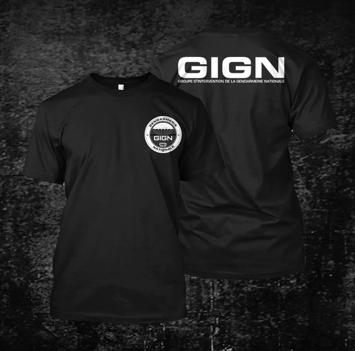 

2019 Fashion France Special Force Police Gign Gendarmerie Nationale Custom Men'S T-Shirt Tee Double Side Tees