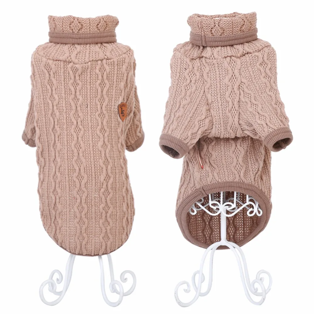 Высокий воротник шерстяной свитер для домашних животных зимняя теплая одежда с