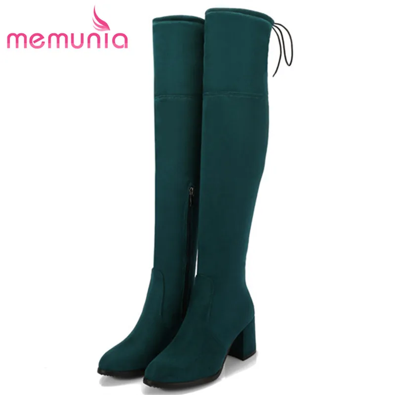 

MEMUNIA Hot sale low price over the knee boots female fashion elegant high heels shoes woman boots elasticity big size 34-45