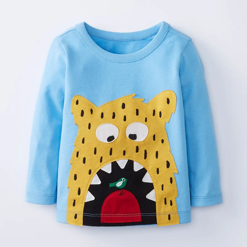 

Хлопковая трикотажная футболка с леопардовой аппликацией и круглым вырезом