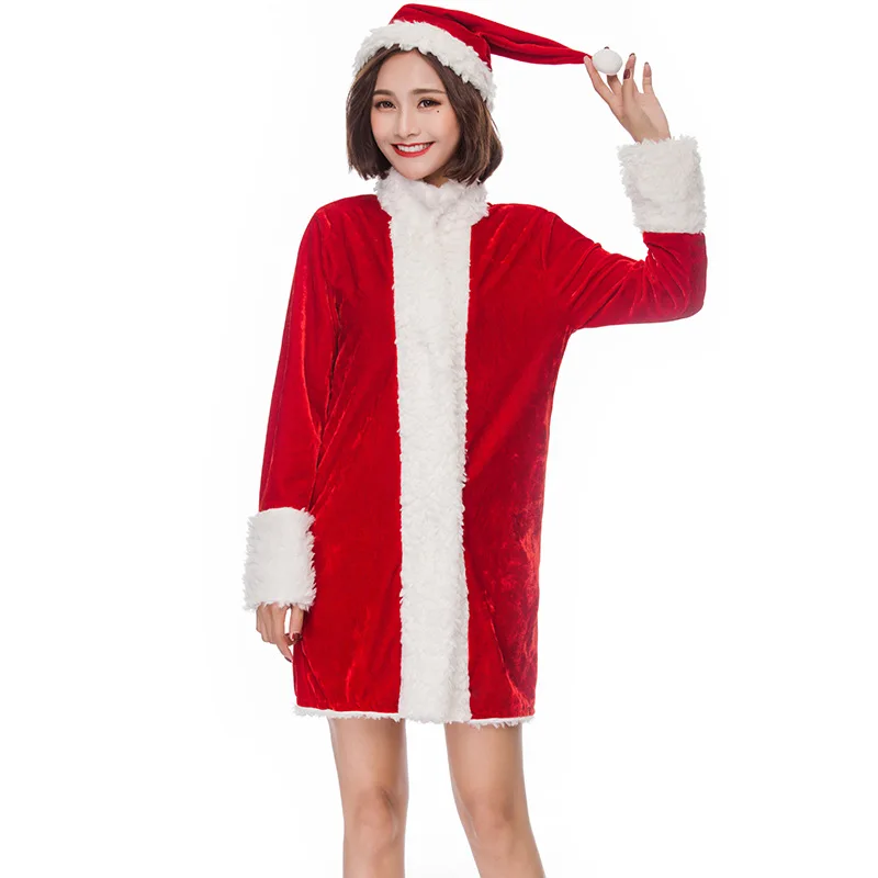 New Christmas Party Red Plush Jacket Stage Costume Cosplay Character | Тематическая одежда и униформа