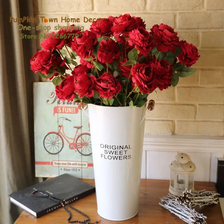NEW Rustic style Classic wild flower pot high quality iron vase white letter garden outdoor retro arrangement | Дом и сад