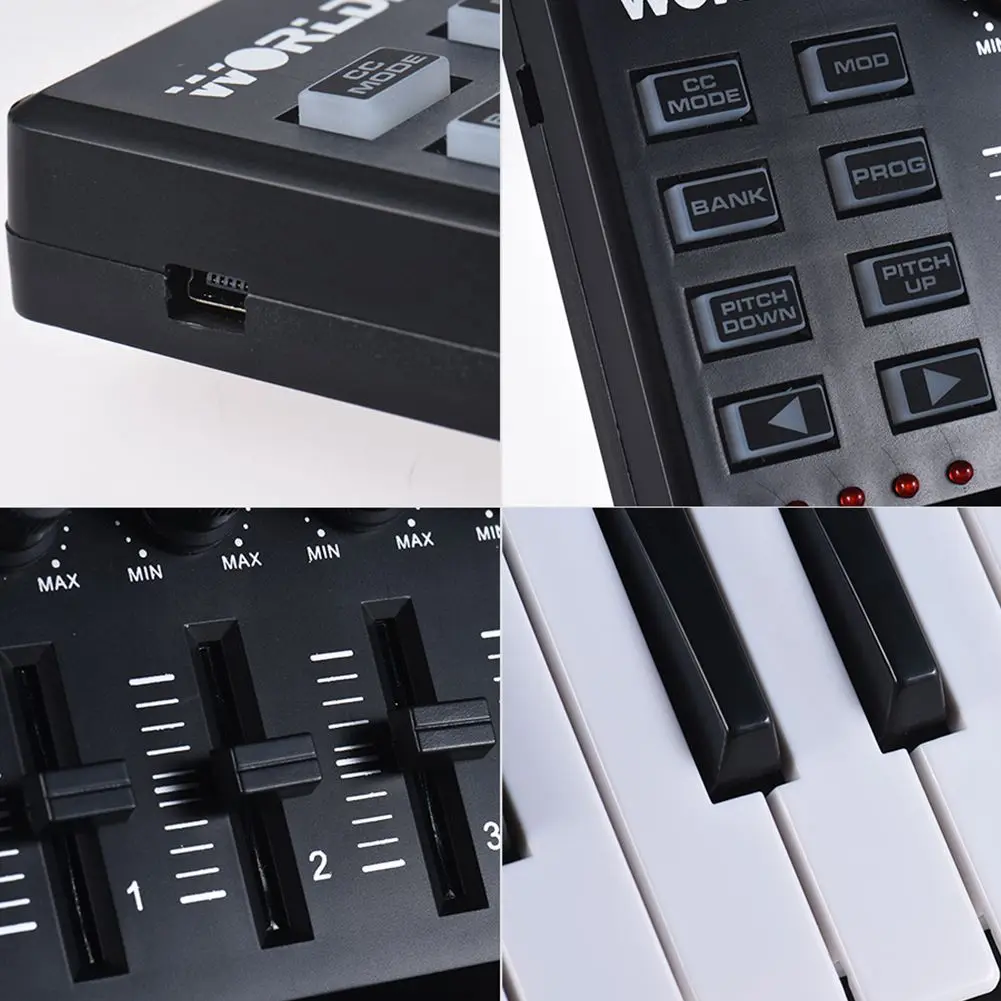 FLGT WORLDE панда MIDI клавиатура 25 клавиш мини пианино USB и барабан Pad