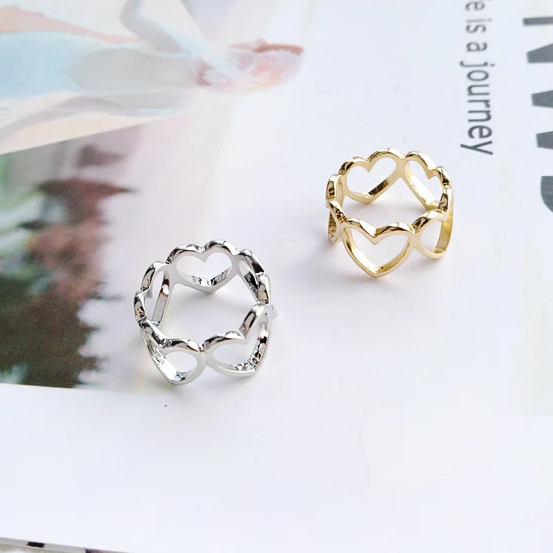Love simple metal texture sweet versatile joint ring student day Korean girl personality fashion female | Украшения и аксессуары