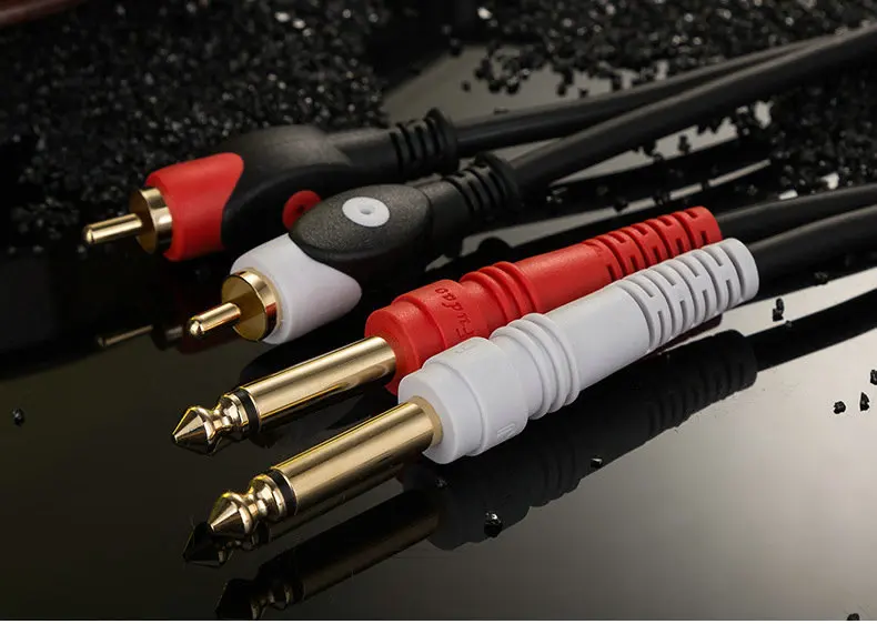 Новый Двойной RCA на двойной 6 35 кабель Папа папа Аудио аудио линия провод 1 м 5 2 3 JSJ