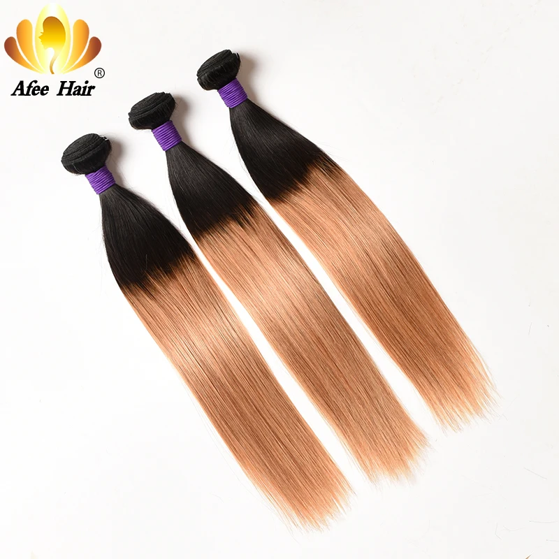 Али Afee волос предварительно цветной пучок пакет Remy волосы #1b/27 бразильские Прямые