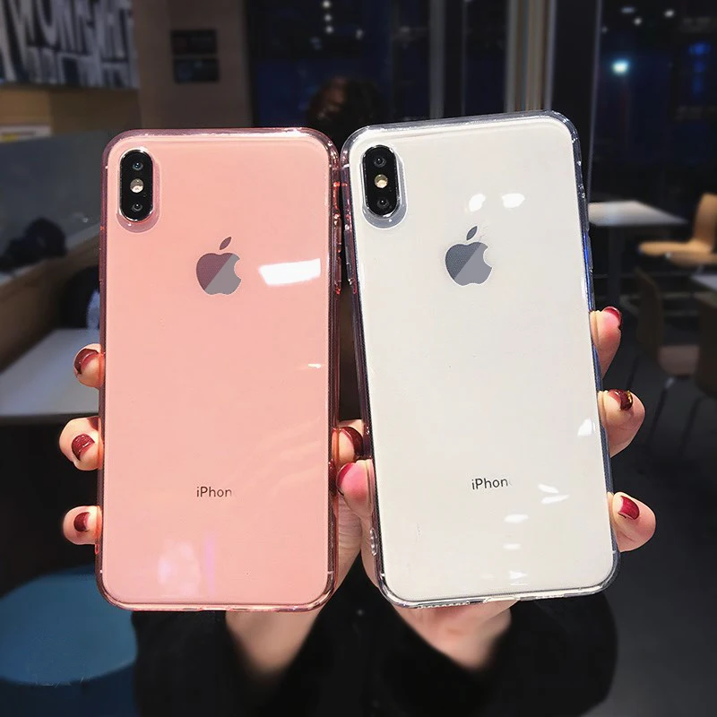 Прозрачный мягкий силиконовый чехол для iPhone XS Max XR X противоударный ярких цветов 7