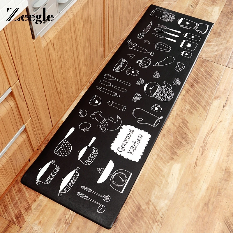 

Zeegle Leather Kitchen Floor Mat Door Mat Entrance/Hallway Doormat Kid Room Anti-Slip Rug Bathroom Carpet Absorb Water Rug