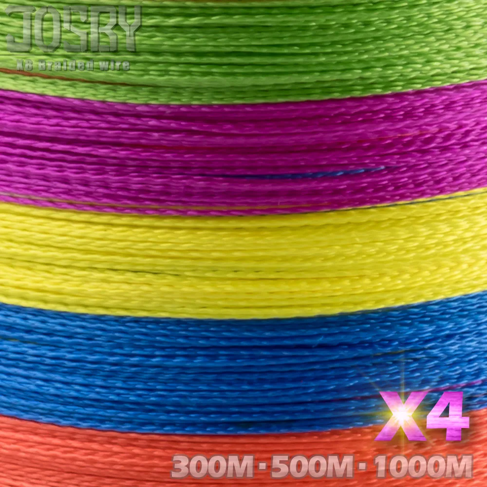 JOSBY многонитевая плетеная леска 300 м 500 1000 4 нити 8 нитей многоцветная