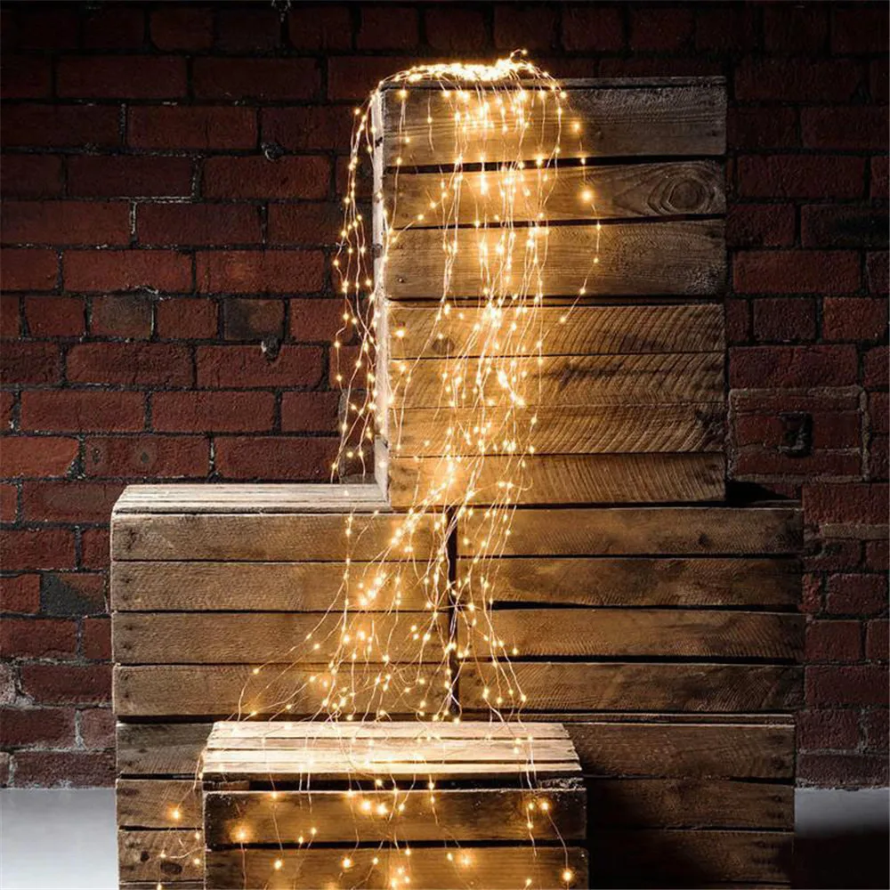 

200 LED Copper Wire Vine lights string Waterfall light Christmas Branch light for Garden Outdoor Party tree decoration