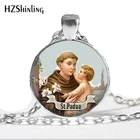 Новинка 2017, ожерелье в стиле Святого Энтони падуа, ювелирные изделия в стиле Святого Энтони, стеклянный кабошон, религиозное ожерелье HZ1