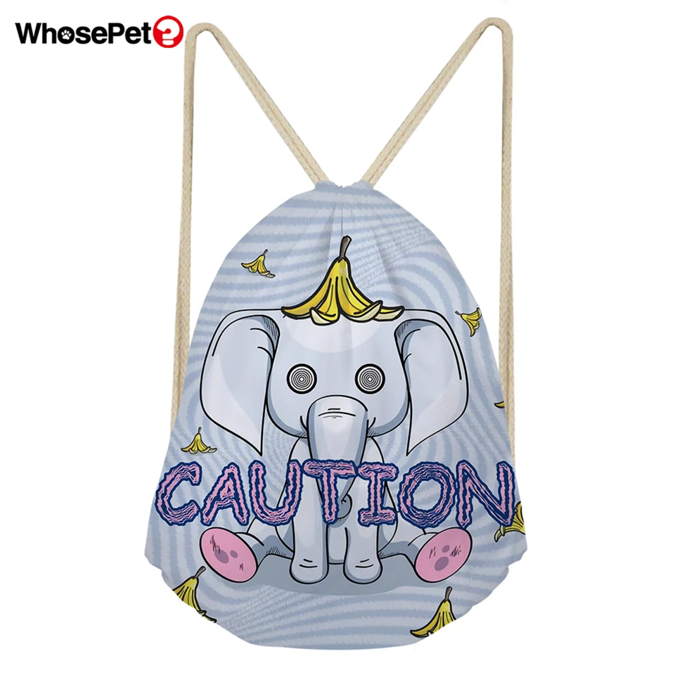 WhosePet для женщин Drawstring сумки милый кот и сова печати плеча рюкзак женский Mochila Escolar
