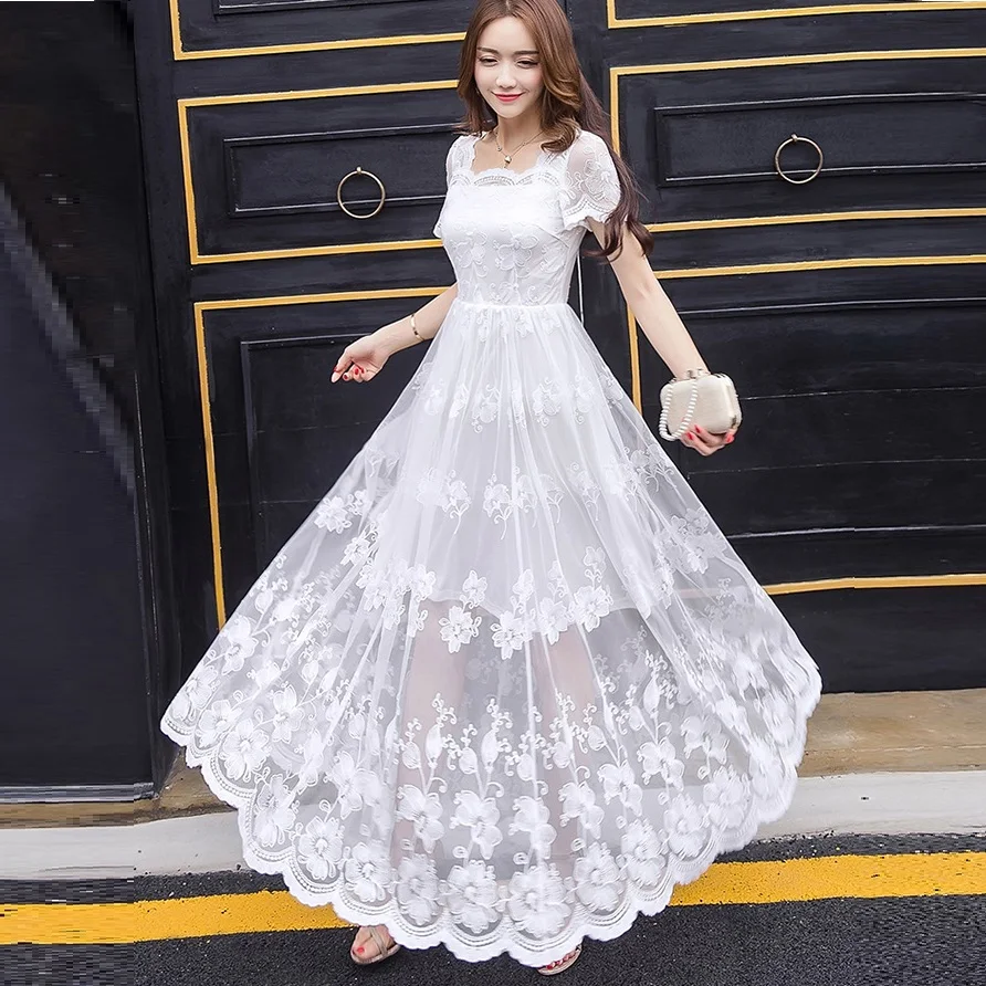 2017 летнее женское красивое длинное платье с большим низом элегантное вечернее