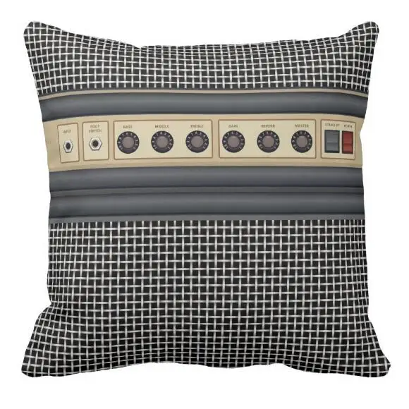 Funny Novelty Music Guitar Sound Amplifier Throw Pillow Case Geek AMP Cushion Cover Creative Musical Soft Printed Square 45x45 | Дом и сад