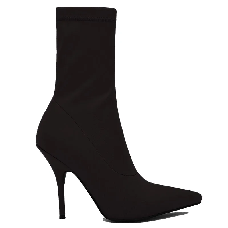 fashion new stiletto pointed elastic booties sexy Lycra catwalk women's boots large size 34-49 yards