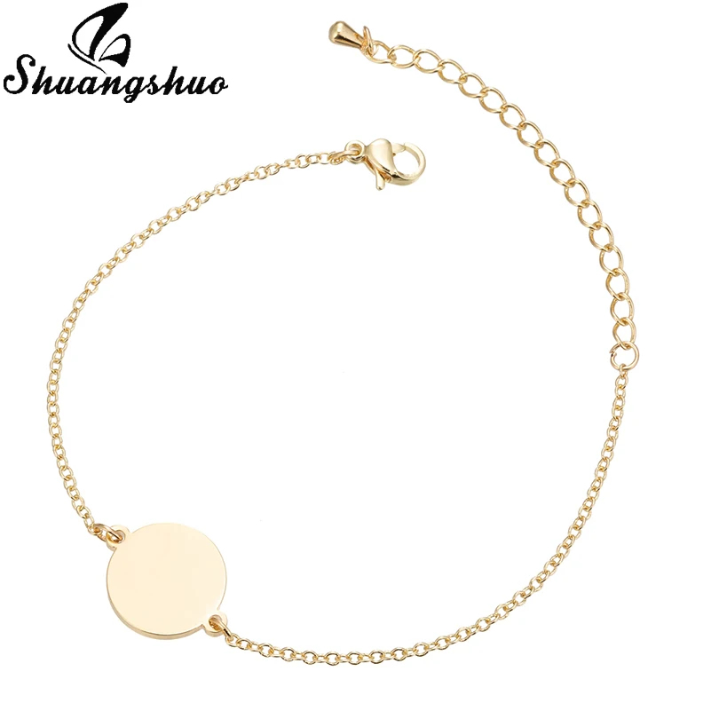 Gold Bracelet Shuangshuo, очаровательные браслеты в форме сердца для женщин, браслеты из нержавеющей стали, серебряные ювелирные изделия, двойное сердце, браслеты с подвесками, женские подарки - Окраска металла: Gold Bracelet
