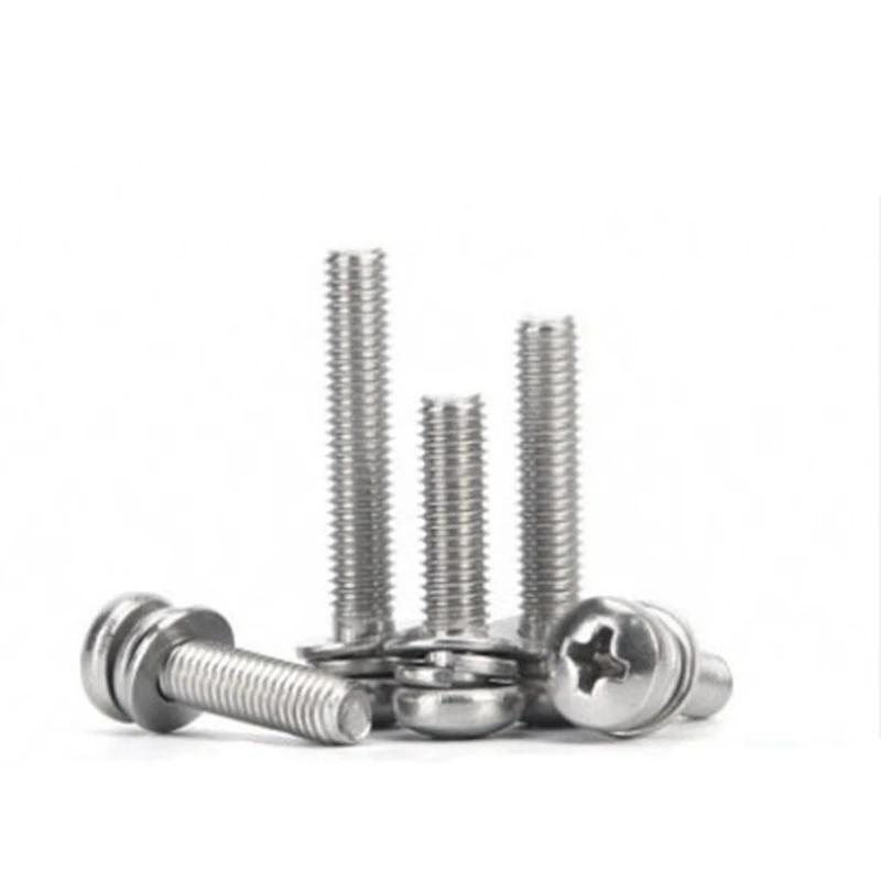 Стандартный Комбинированный винт 304 из нержавеющей стали с круглой головкой три