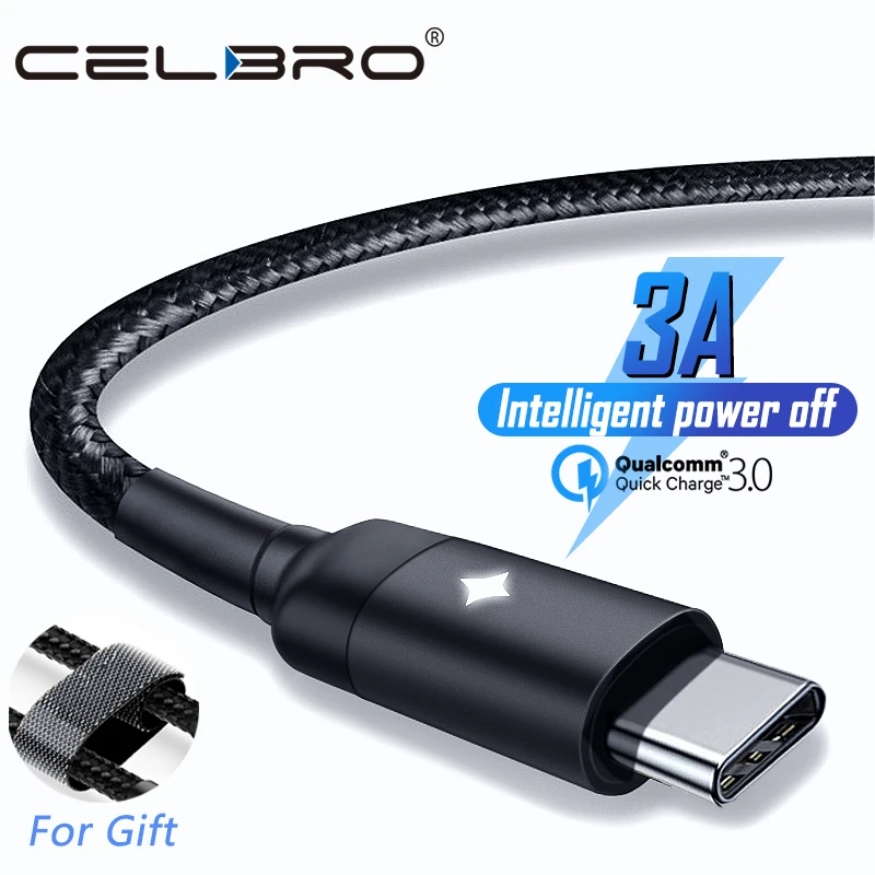 Кабель Usb Type C для быстрой зарядки 3 А светодиодный QC 0 c Typec кабель Samsung Note 10 Huawei Honor 9X