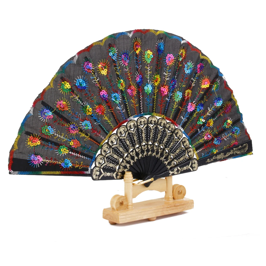 Новинка товары для вечеринок испанский складной Ручной Веер шелковая вышитая