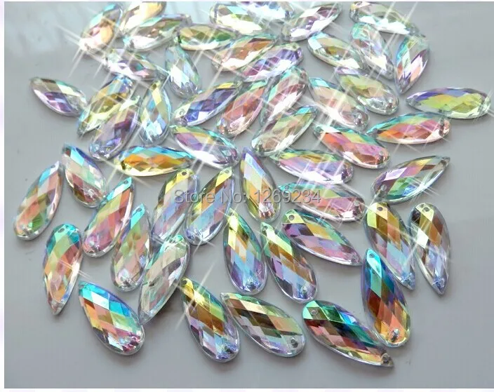 

100pcs long drop Loose beads CLEAR AB colour 8*21 sew on Arcyl crystal flatback strass Diamond hand sewing stone